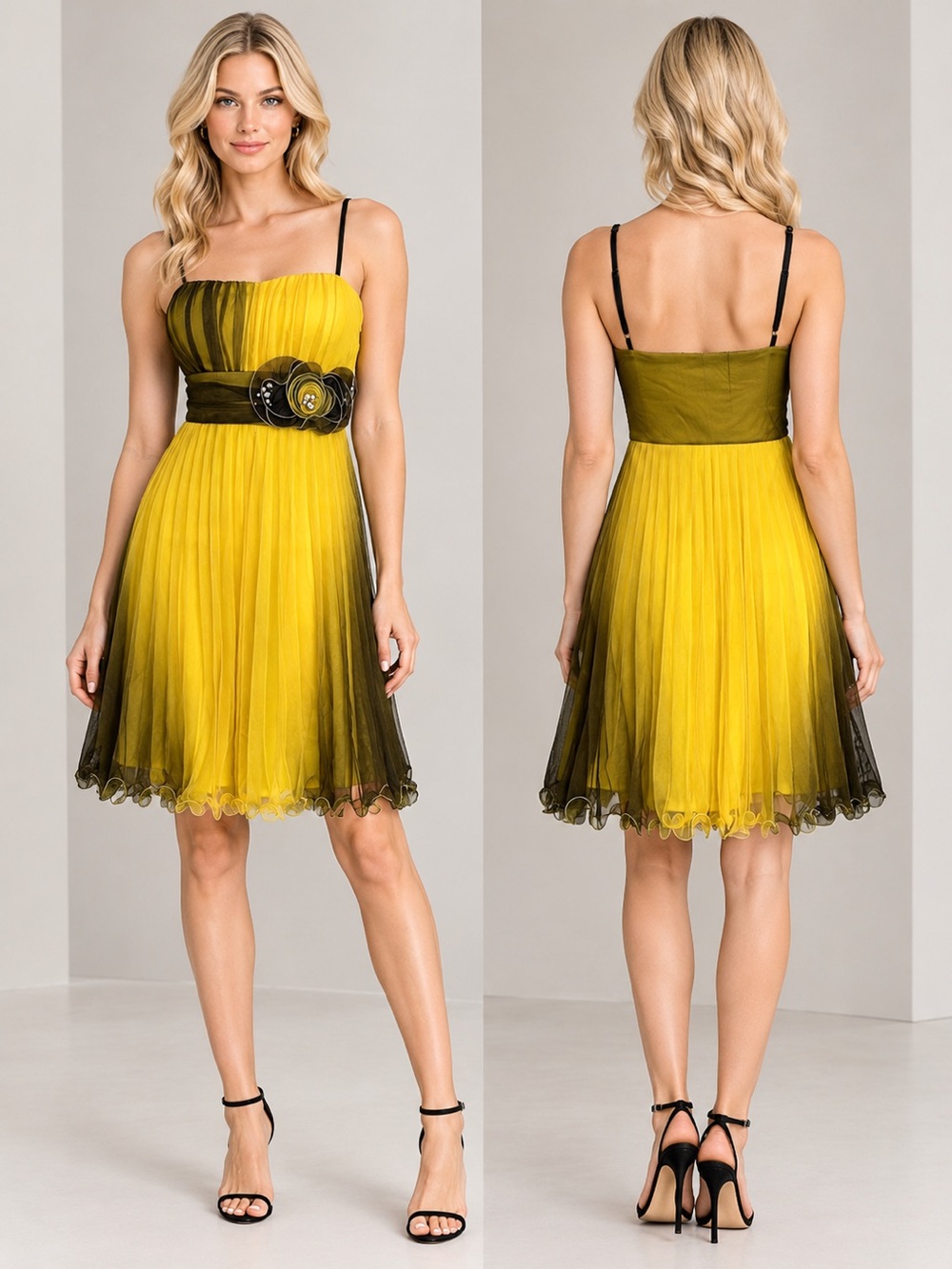 NWT TULLE SHORT DRESS SPAGHETTI-STRAP LINED TWO-TONE FORMAL SWEET16 PROM OUTFIT